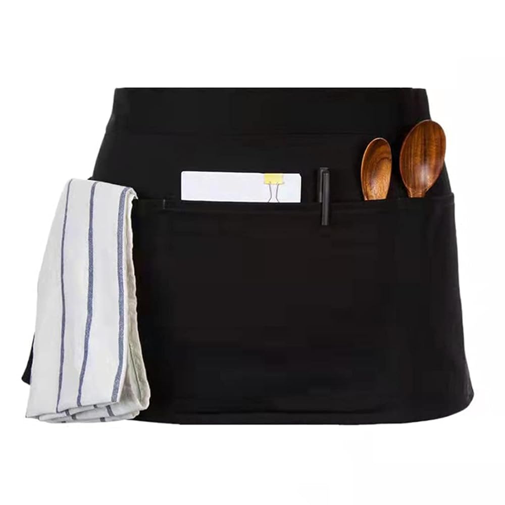 Amazon.com: LRUUIDDE Server Aprons with 3 Pockets, Black